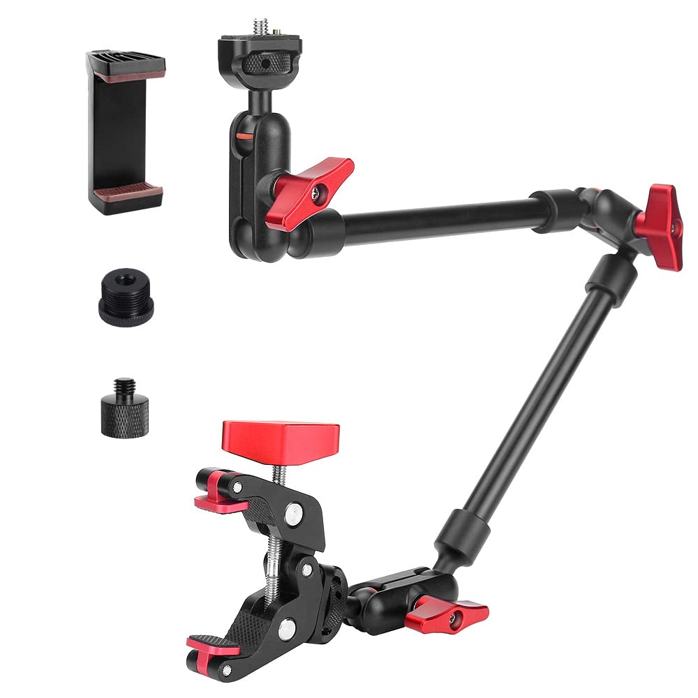 Magic Arm w Clamp Mount 22" Adjustable Articulating Friction Camera Boom Arm 1/4" Thread Overhead Desk Phone Mount Stand