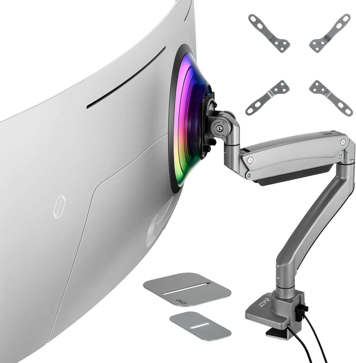 AVLT Single 17"-57" Super Ultrawide Monitor Arm for Screens Up to 59.5 lbs | Premium Aluminum Desk Stand | Adjustable Pn